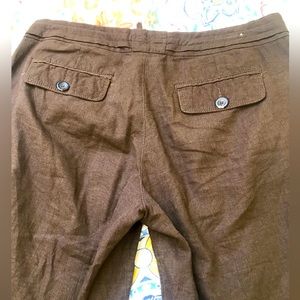 LINEN PANTS AJUSTABLE WAIST LARGE LEG IN BROWN THAT GOES WITH EVERYTHING